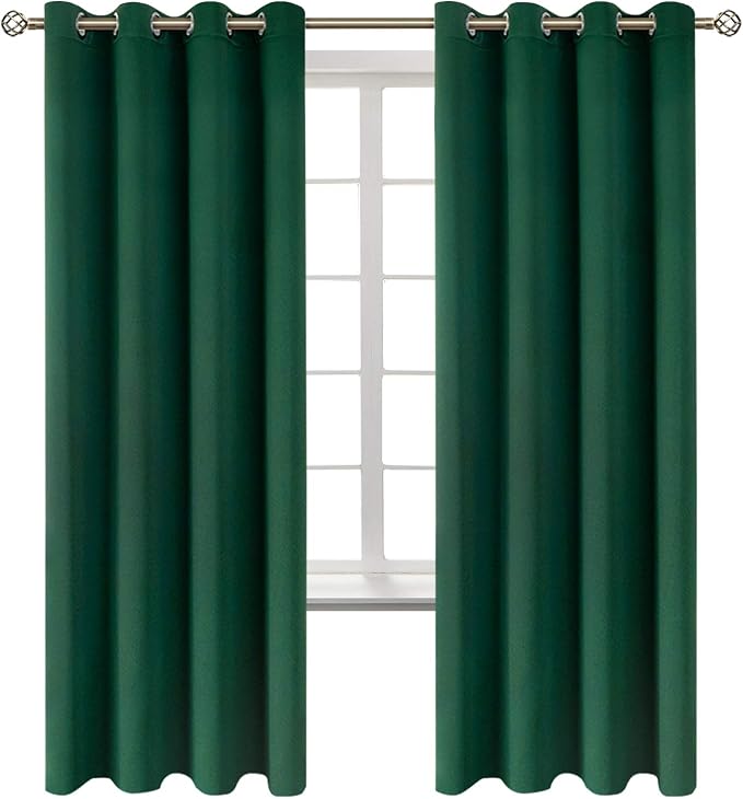 BGment Emerald Green Blackout Curtains for Bedroom 72 Inch Long - 2 Panels | Grommet Top, Black Out, Room Darkening, Sunblock, Thermal Insulated, Window Drapes for Kids Boys Room, 52x72 Inch