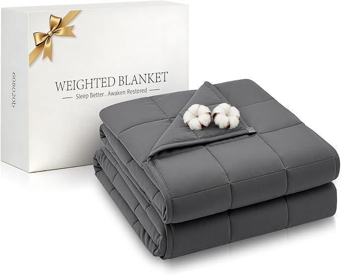 RJOP Cooling Weighted Blanket for Adults (25lbs, 78"x85") Heavy Blanket with Premium Glass, Queen Size Perfect for 190-210 lbs, Soft Breathable, Dark Grey
