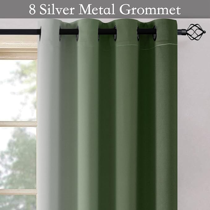 SimpleHome Ombre Curtains Sage Green to Grey White for Living Room 52Wx63L | Room Darkening Curtains for Bedroom,Gradient Light Blocking Curtain,Thermal Insulated Grommet Window Drapes,2 Panels,63 Inch