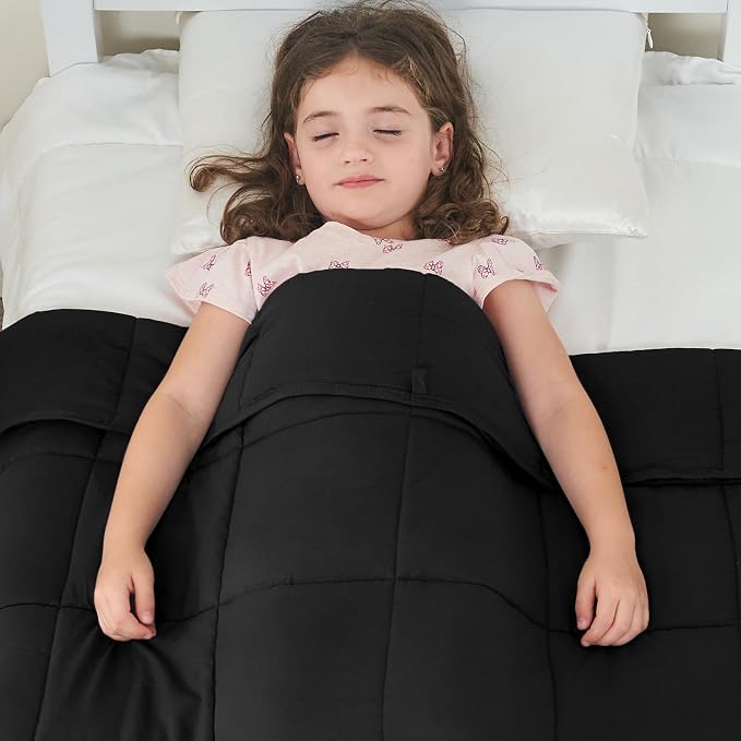 yescool Weighted Blanket (10 lbs, 41" x 60", Black) Cooling Heavy Blanket, Perfect for 90-110 lbs, Breathable Throw Blanket Gifts with Premium Glass Bead, Machine Washable