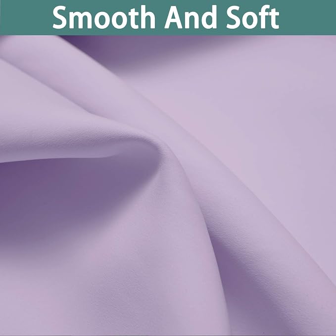 Yakamok Lilac 100% Blackout Curtains 90 Inches Long for Bedroom 52" Wide | Blackout Curtain Panels for Bedroom, 2 Thick Layers Grommet Top Thermal Insulated Drapes with Black Liner for Living Room