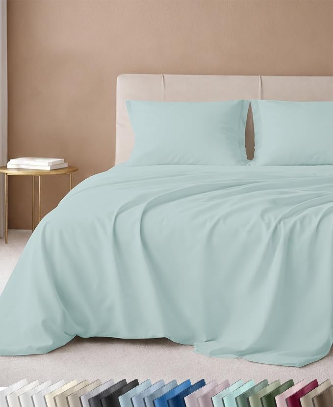 California Design Den 600 Thread Count Twin Bed Sheet Set, 3 Pc Set, Aqua | 100% Cotton Sateen Backed by Good Housekeeping Seal, Soft & Smooth, All-Around Elastic, Durable, Easy Care