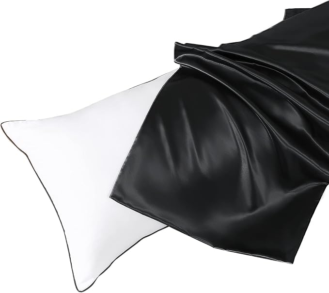 Body Pillow with Satin Pillowcase, Body Pillow for Adults, Removable Cover, Black (20"x54") | 20"x54", Removable Cover, OEKO-TEX Certified Down Alternative Filling,Washing Machine