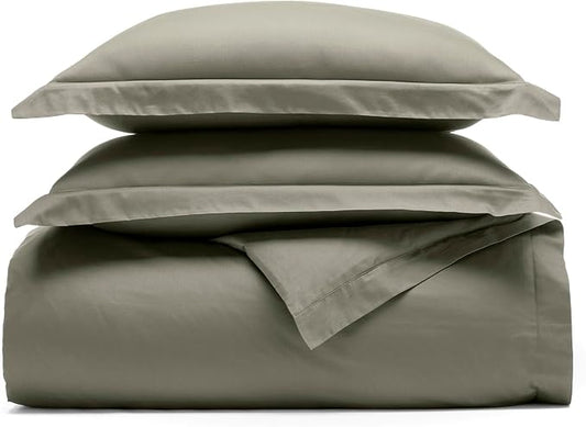 BOLL & BRANCH Signature Hemmed Duvet Set, Twin/Twin XL, Juniper | 1 Duvet Cover, 1 Sham - Luxury 100% Organic Cotton - Buttery Soft, Hidden Closures