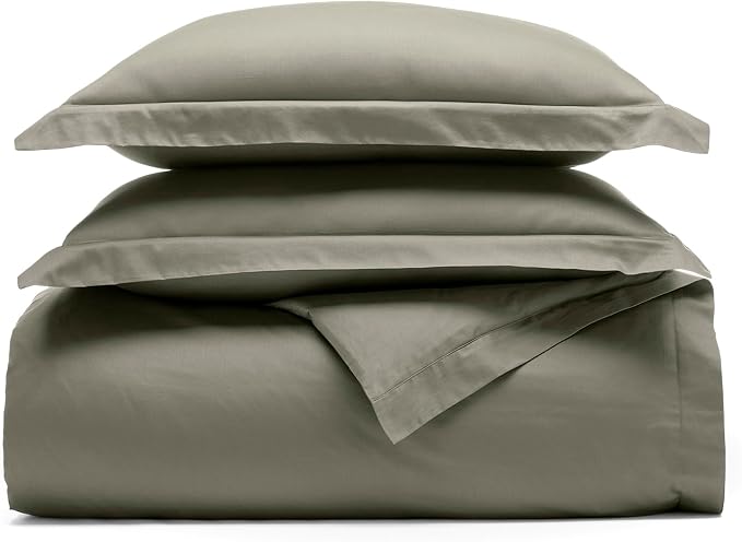 BOLL & BRANCH Signature Hemmed Duvet Set, King/Cal King, Juniper | 1 Duvet Cover, 2 Shams - Luxury 100% Organic Cotton - Buttery Soft, Hidden Closures