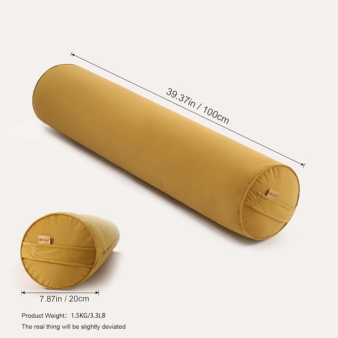 Body Pillow for Adults,Long Round Pillow,Big Cylindrical Pillow,Large Full Bolster Pillows for Side Sleepers (Honey Yellow, 39.37"*7.87")
