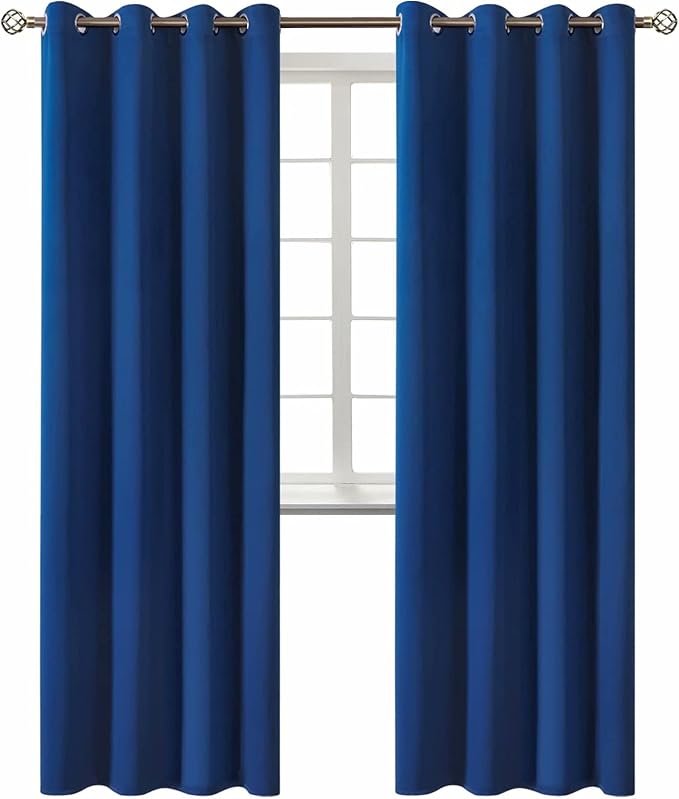 BGment Royal Blue Blackout Curtains for Living Room 84 Inch Long - 2 Panels | Grommet Top, Black Out, Room Darkening, Sunblock, Thermal Insulated, Window Drapes for Bedroom, 52x84 Inch