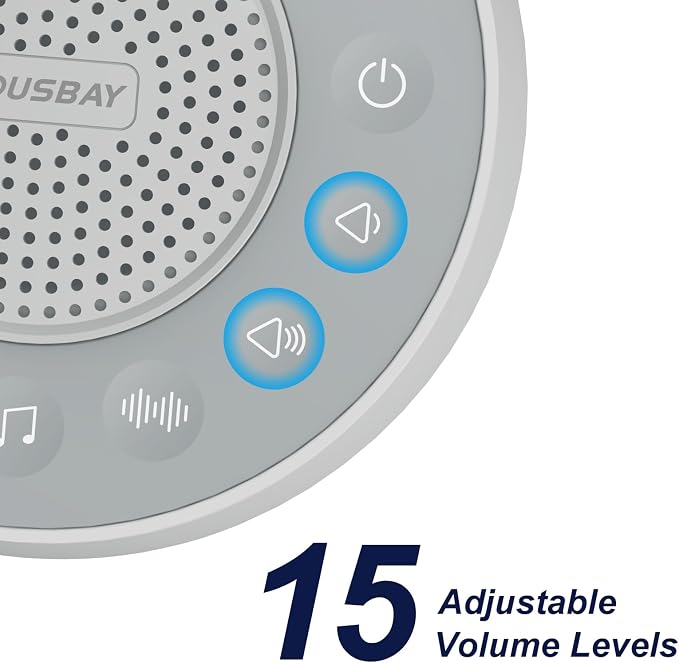 HOUSBAY Sound Machine White Noise for Sleeping, Gray | 31 Soothing Sounds, 5W Loud Stereo Sound, Auto-Off Timer, Adjustable Volume, Sleep Machine & Noise Canceling for Relaxation
