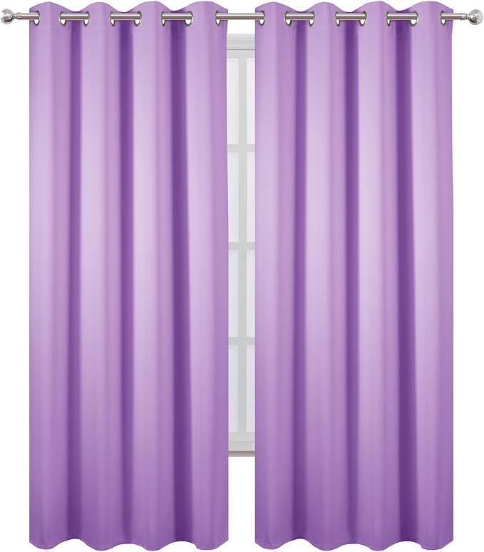 Blackout Curtains 52 x 90 Inch Long Lavender Curtains Set of 2 Panels Room Darkening Curtains for Bedroom and Living Room