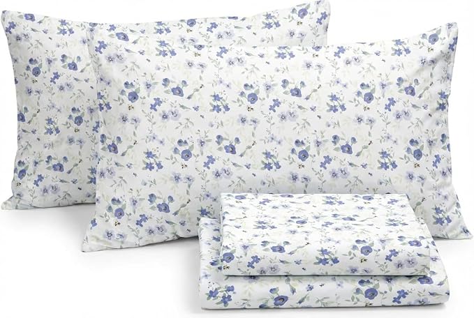 Linen Market 3 Piece Twin Sheets (Light Blue Floral) - Sleep Better Than Ever with These Ultra-Soft & Cooling Bed Sheets for Your Twin Size Bed - Deep Pocket Fits 16" Mattress