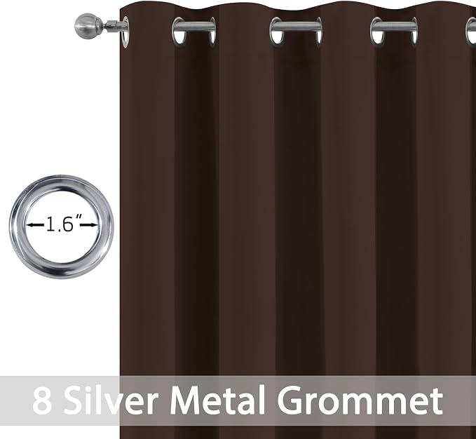 Yakamok Room Darkening Curtains 52x90 inch Long Chocolate Brown-Living Room | 2 panels,grommet blackout window treatment,thermal insulated,light blocking drapes,privacy protection,bedroom dining room