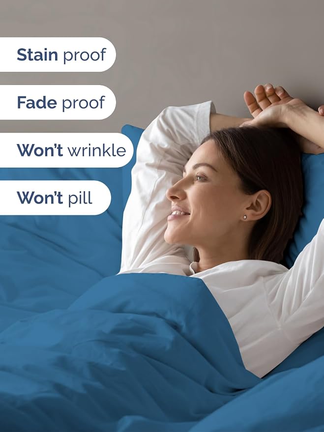 Duvet Cover Full Size - Soft 3 Piece with Zipper Closure - Denim Blue | Extra Soft, Breathable, Full Duvet Cover 80" x 90" with 2 Pillow Shams, Zipper Closures & Ties, Women, Men, Kids & Teens