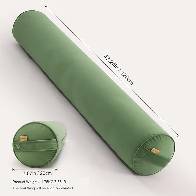 Body Pillow for Adults,Long Round Pillow,Big Cylindrical Pillow,Large Full Bolster Pillows for Side Sleepers (Olive Green, 47.24"*7.87")
