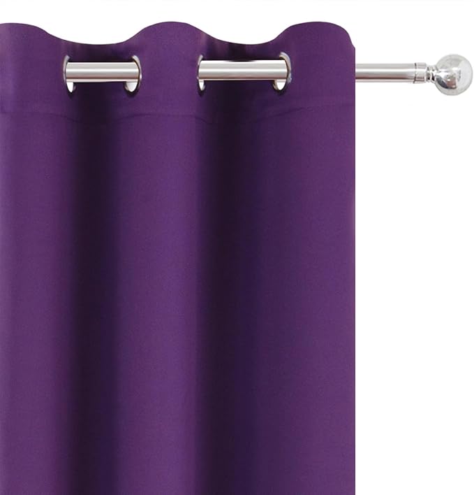 Purple Blackout Curtains 42 x 54 Inch Length Set of 2 Panels Grommet Bedroom Curtains for Living Room