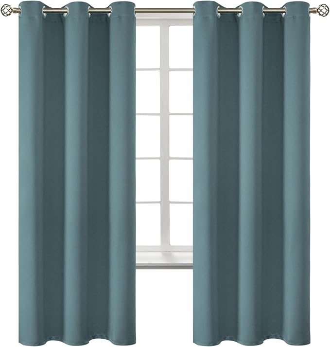 BGment Stone Blue Blackout Curtains for Bedroom 72 Inch Long - 2 Panels | Grommet Top, Black Out, Room Darkening, Sunblock, Thermal Insulated, Window Drapes for Kids Boys Room, 42x72 Inch