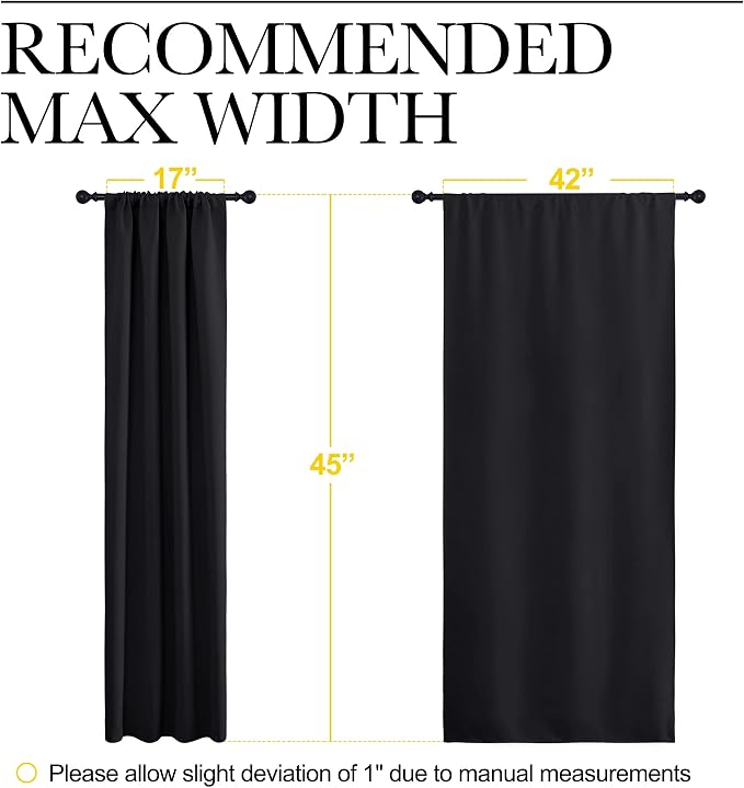 NICETOWN Black Out Short Curtain Panels for Kitchen - Energy Smart Decoration Thermal Insulating Blackout Drapes/Draperies for Bathroom Small Window (2 Panels,42 in x 45 in (W x L)) | Thermal Insulated Energy Smart Drapes, Light Blocking, Room Darkenin...