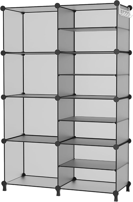 AWTATOS Closet Organizer 8 Cube Storage Shelves, Grey | Closet Organizers, Clothes Storage Shelf, DIY Stackable Plastic Cubby Shelving for Closet Bedroom Living Room Office