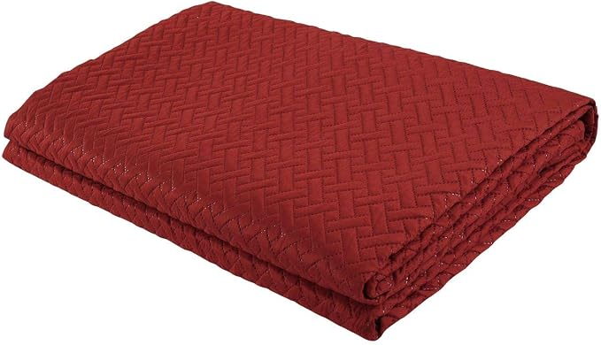 Legacy Decor 3 PCS Pinsonic Reversible Bedspread Quilt, King Brick | Squared Stitched Coverlet, All Season, Oversized, Brick Color, 3 PCS Set, Bedspread Quilt Coverlet