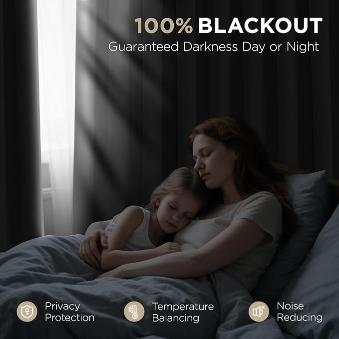 Joydeco 100% Blackout Curtains Velvet Black Out Curtain 90 Inch Drapes | for Bedroom Living Room, Heat and Light Blocking, Thermal Insulated Luxury Heavy Duty Curtain 2 Panels Back Tab&Rod Pocket