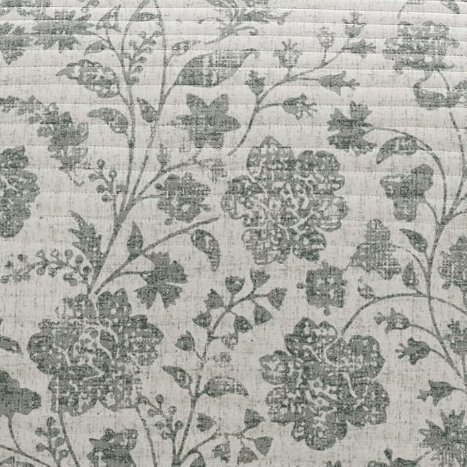 Merit Linens 3 Piece Quilt Set - Super Soft - Lightweight - All Season Quilted Coverlet - Floral Patterns - Full/Queen Eucalyptus