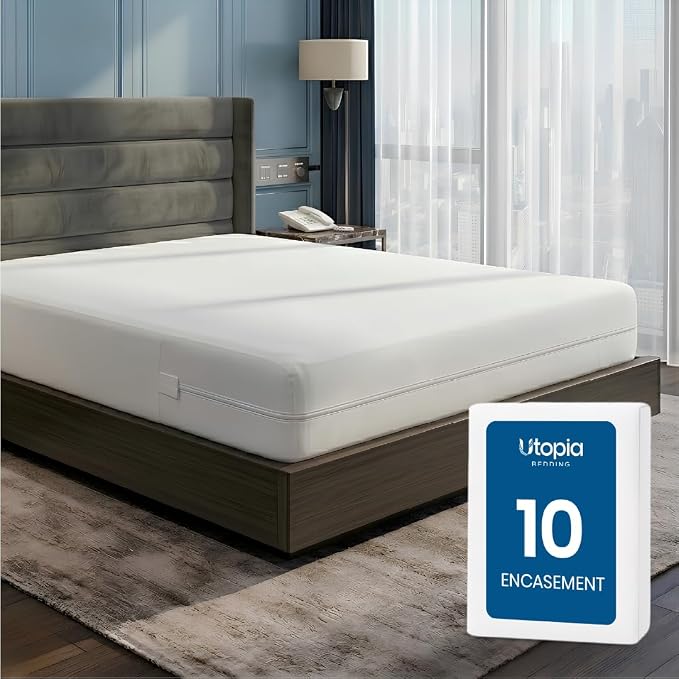 Bulk 10-Pack Hotel Full Size Mattress Encasement 100% Waterproof | Commercial Zippered Mattress Protector, 6-Sided, 13" Deep, Designed for Resorts and Motels, Bed Bug & Dust Mite Resistant