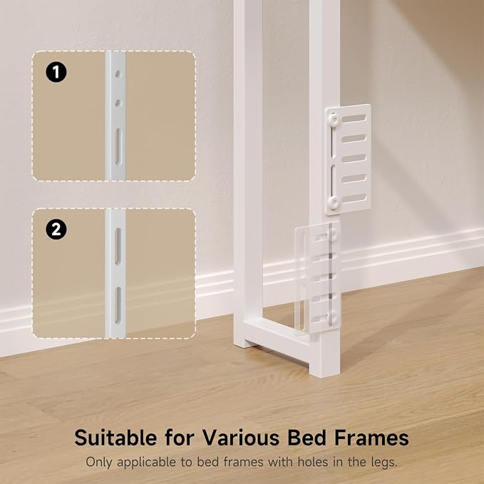 ComfyCorner King Size Headboard with Storage & LED Light, Off White | Upholstered Ergonomic Head Board with Power Outlets & 2-Tier Storage, King Headboard Only, Bed Frame Mounting, Heavy Duty