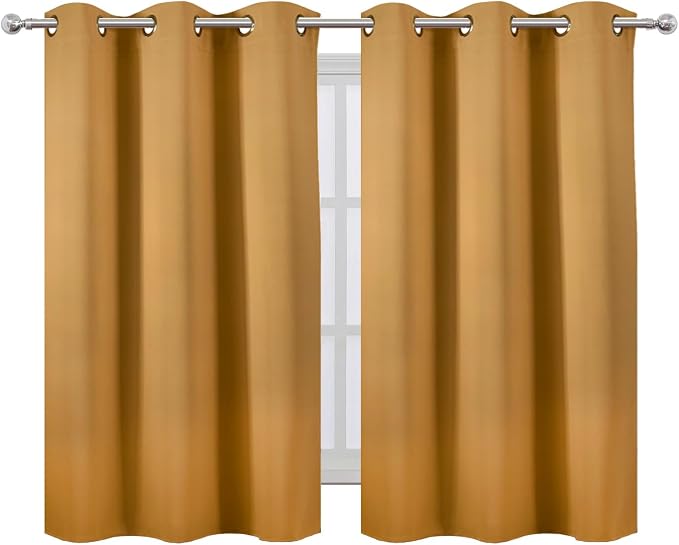Mustard Yellow Blackout Curtains/38 x 54 Inch/Set of Two Panels Grommet Living Room Curtains