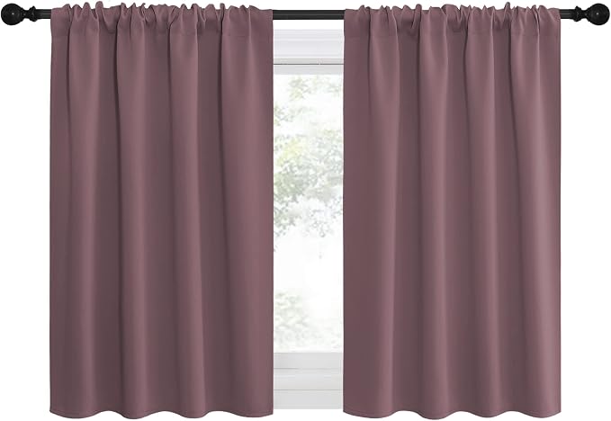 NICETOWN Kitchen Curtains, Short Blackout Curtains & Drapes, Small Window Draperies for Dining Room, Cupboard (Dry Rose, 42" W by 36" L, Set of 2)