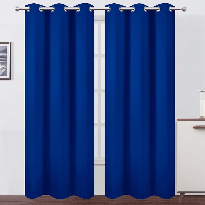Royal Blue Thermal Blackout Curtains/42 x 84 Inch/Set of 2 Panels Room Darkening Curtains for Bedroom