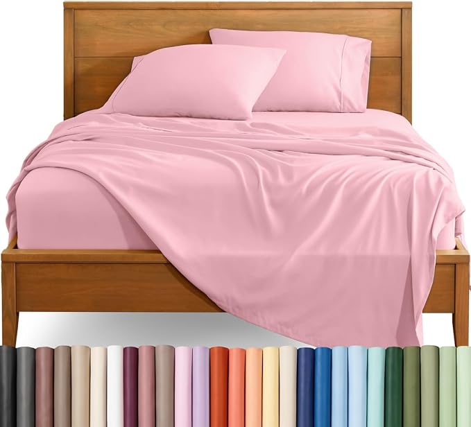 Bare Home Full Sheet Set - 1800 Ultra-Soft (Full, Light Pink) | Deep Pockets 6 to 15 Inches, Breathable, Hypoallergenic, Hotel Luxury, Easy Fit, Soft, All-Season