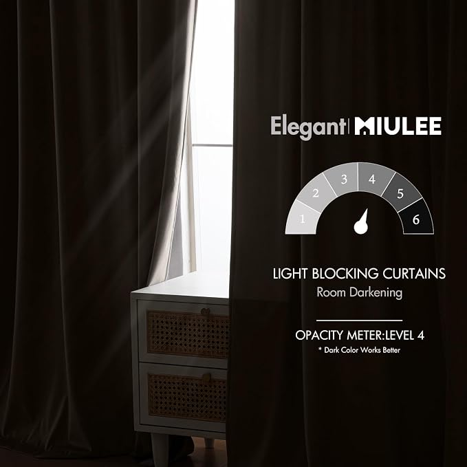 MIULEE Taupe Velvet Curtains 52x84 inches Luxury Blackout Curtains | Thermal Insulated, Super Soft Window Drapes for Bedroom Living Room, Rod Pocket & Back Tab