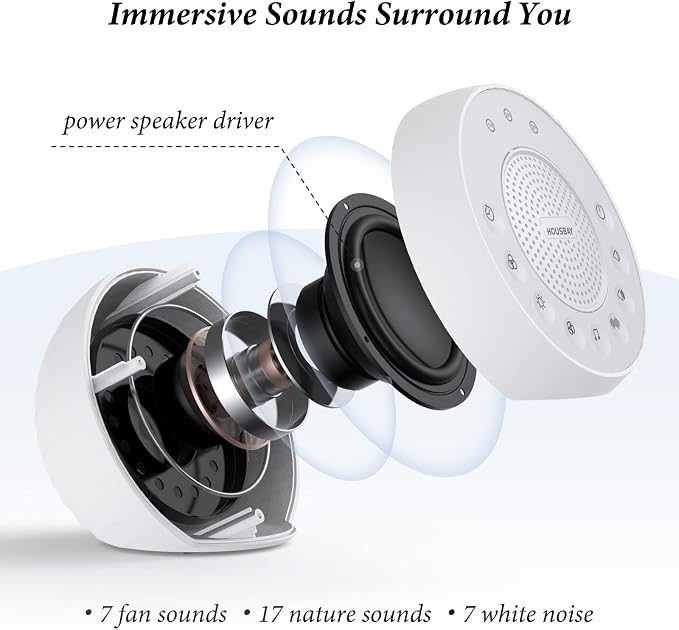 HOUSBAY Glows Sound Machine White Noise for Sleep, Colored Night Light | 31 Soothing Sounds, Nightlight for Kids & Baby, Sleep Timer, Small Sleep Machine & Noise Canceling for Relaxation
