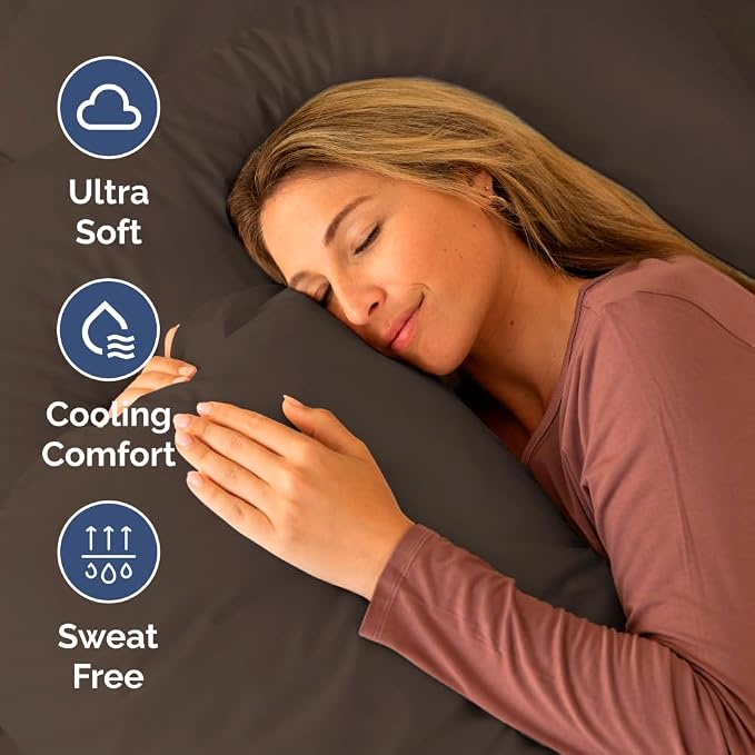 Short Queen Size 4 Piece Bed Sheet Set - RV Short Queen Sheets - Brown | Ultra-Soft, Breathable & Cooling Bed Sheets Set with Deep Pockets, Hotel Luxury Bedding for Women & Men, Wrinkle & Fade Free