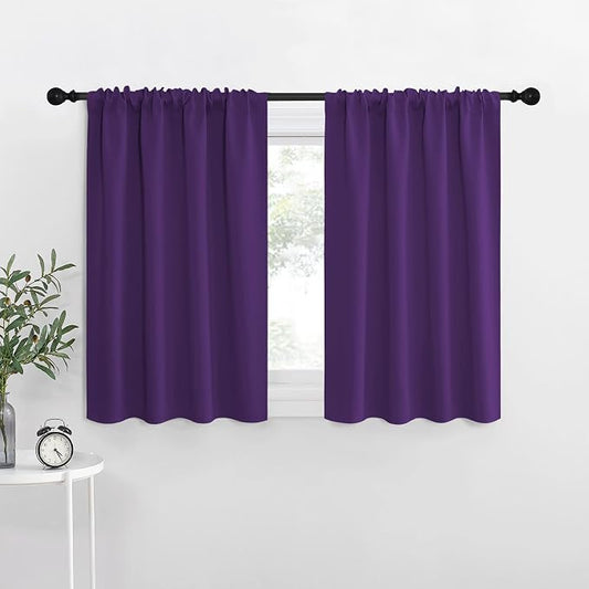 NICETOWN RV Blackout Curtains for Camper Windows, Royal Purple, 29" Wide by 40" Long, 2 PCs, Short Blackout Curtains & Drapes, Thermal Insulated Blackout Curtain Panels for Kids Room, Play Room
