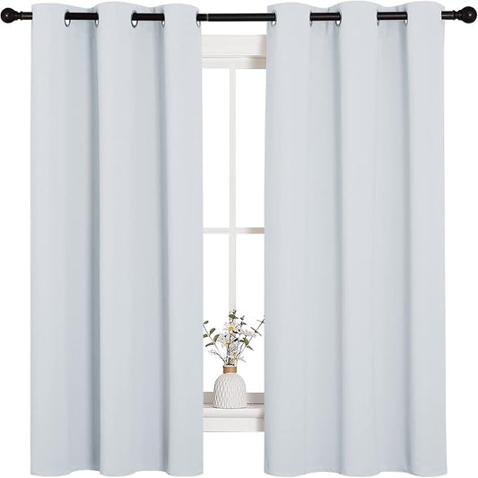 NICETOWN Window Treatment Thermal Insulated Grommet Room Darkening Curtains Drapes for Bedroom(2 Panels,42 by 63,Platinum-Greyish White) | Window Treatment Thermal Insulated Grommet Room Darkening Curtains Drapes for Window, Noise Reducing, Room Darken...