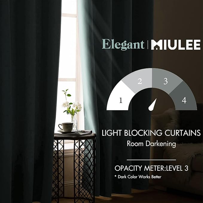 MIULEE Aqua Blackout Bedroom Curtains Drapes 72 Inch Long 52"x72" | Grommet Top, Room Darkening Window Drapes, Privacy Protection, Thermal Insulated, Heat Blocking, Light Blocking