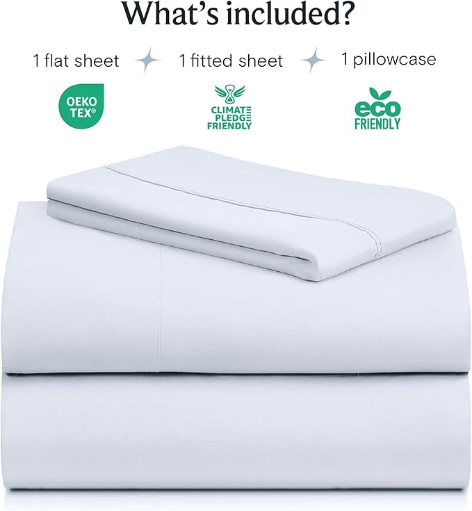 LuxClub Twin Size Sheets Set, Cooling & Soft Deep Pocket Bed Sheets, 3PC | LuxClub Silky Fitted Sheet & Pillowcase Sets, Breathable Hotel Luxury Bedding for Mattress Wrinkle Free, Baby Blue