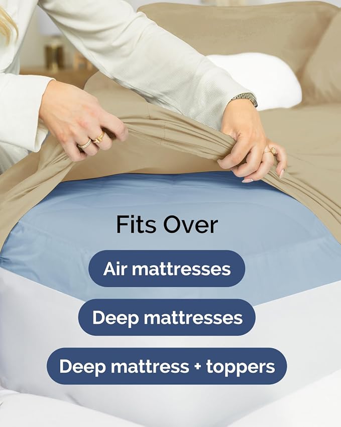 2 Pack Extra Deep Twin Fitted Sheets with Extra Deep Pockets - Beige | Hotel Luxury Bottom Fitted Sheets Only, Soft, Fade & Wrinkle Free, Breathable & Comfy, All Around Elastic Fitted Sheets