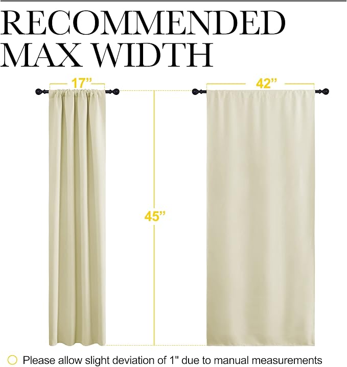 NICETOWN Blackout Curtains for Bedroom, Home Decorations Thermal Insulated Solid Rod Pocket Blackout Drapes for Cafe (Beige, One Pair, 42 x 45-inch)