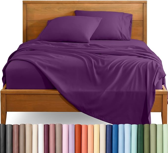Bare Home King Sheet Set - 1800 Ultra-Soft (King, Plum) | Deep Pockets 6 to 15 Inches, Breathable, Hypoallergenic, Hotel Luxury, Easy Fit, Soft, All-Season