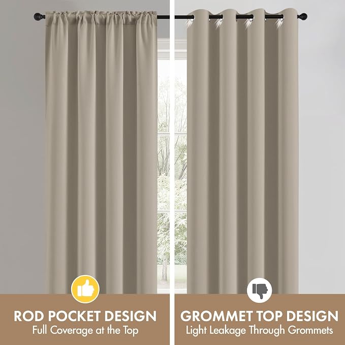 MIULEE Cobblestone Blackout Curtains 4 Panels Set 72 Inch Length Bedroom | Thermal Curtains for Summer Heat, Light Blocking Privacy Window Drapes, Top&Bottom Rod Pocket