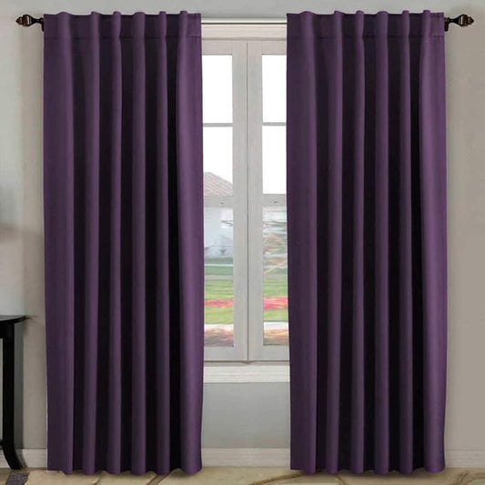 H.VERSAILTEX Blackout Curtains Thermal Insulated Window Treatment Panels Room Darkening Blackout Drapes for Living Room Back Tab/Rod Pocket Bedroom Draperies, 52 x 84 Inch, Plum Purple, 2 Panels
