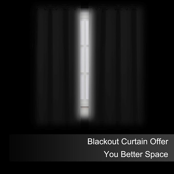 Blackout Curtains 52 x 45 inch/Light Grey Curtains Set of 2 Panels/Thermal Insulated Room Darkening Bedroom Curtains