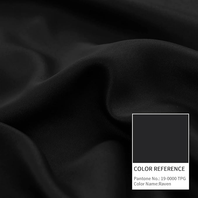 BGment Thermal Insulated 100% Blackout Curtains for Bedroom with Black Liner, Double Layer Full Room Darkening Noise Reducing Grommet Curtain (52 x 84 Inch, Black, 2 Panels)