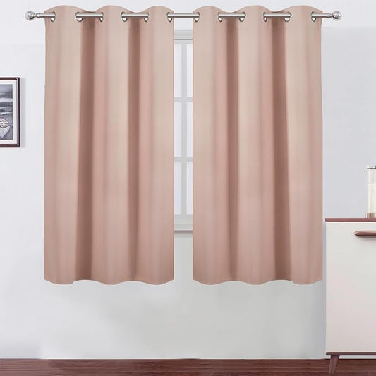 Blackout Curtains 42 x 63 inch/Blush Curtains Set of 2 Panels/Thermal Insulated Room Darkening Bedroom Curtains