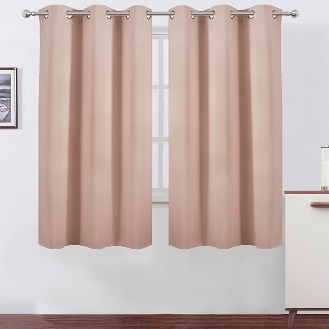 Blush Thermal Blackout Curtains/38 x 63 Inch/Set of 2 Panels Room Darkening Curtains for Bedroom