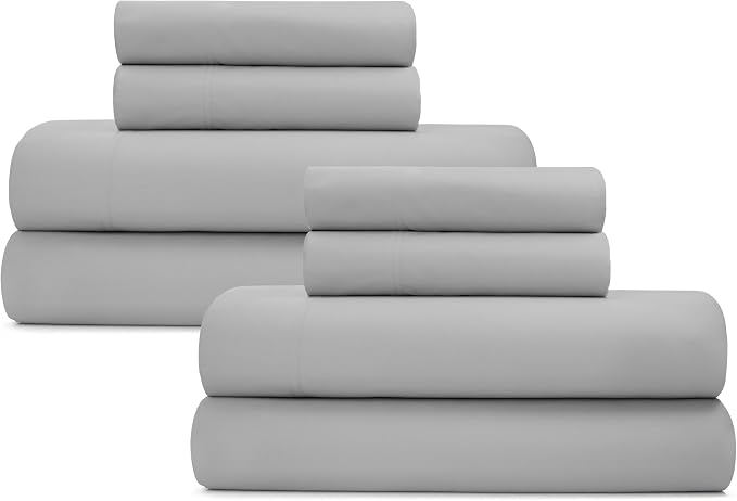California Design Den 2 Pack 100% Organic Cotton Full Sheet Set, Light Grey | GOTS Certified, Lightweight Crisp & Airy Percale For Hot Sleepers, 15" Deep Pocket, All-around Elastic, Easy Care
