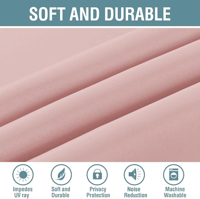H.VERSAILTEX Pink Blackout Curtain for Living Room Thermal Insulated Window Treatment Curtain 90 inch Length Energy Saving Solid Grommet Top Blackout Drape, One Panel, Baby Pink, 52" W x 90" L