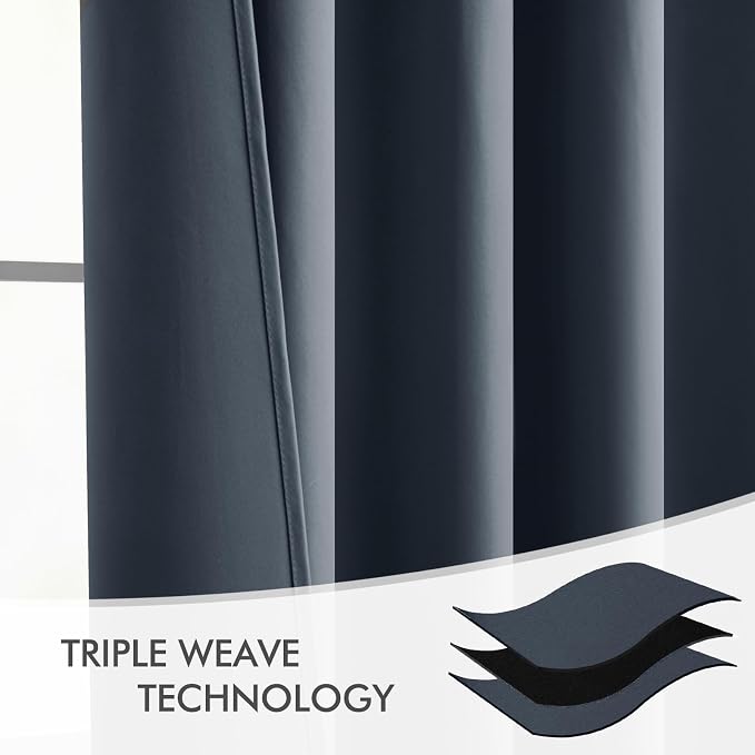 MIULEE Stone Blue Back Tab Blackout Curtains 52x84 Inch Length 2 Panels Set | Rod Pocket Pinch Pleated, Thermal Insulated, Room Darkening, Light Blocking, Privacy Curtains for Living Room Bedroom