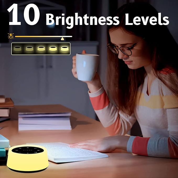 ColorsNoise Sound Machine and White Noise Machine with 30 Soothing Sounds 12 Colors for Kids Adult Baby Night Light with Memory Function for Home Office (Black)